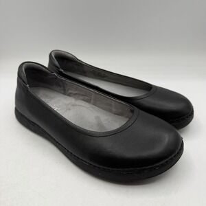 Alegria Petal Ballet Flats Womens Sz 8 Black Leather Slip On Shoes PET-601